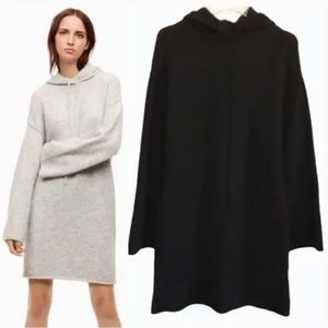 ARITZIA WILFRED FREE Black Knit Sissi Alpaca & Wool Blend Fuzzy Sweater Dress